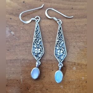 Floral Sterling Silver Drop Earrings